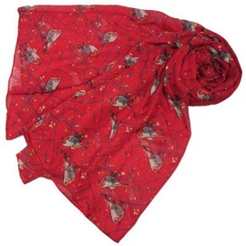 Samanthajane Gorgeous Ladies 'Woodland Robin' Bird Design Fashion Scarf (red)