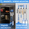 3-H Magnetic Broom Holder Wall Mount 2 Pack, 2-in-1 Dual