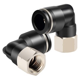 TAILONZ PNEUMATIC Female Elbow 1/2 Inch Tube OD x 1/8 Inch NPT Thread Push to Connect Fittings PLF-1/2-N1 (Pack of 5)