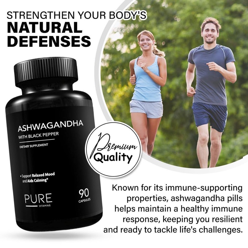Organic Ashwagandha with Black Pepper - 90 Vegetarians Capsules |