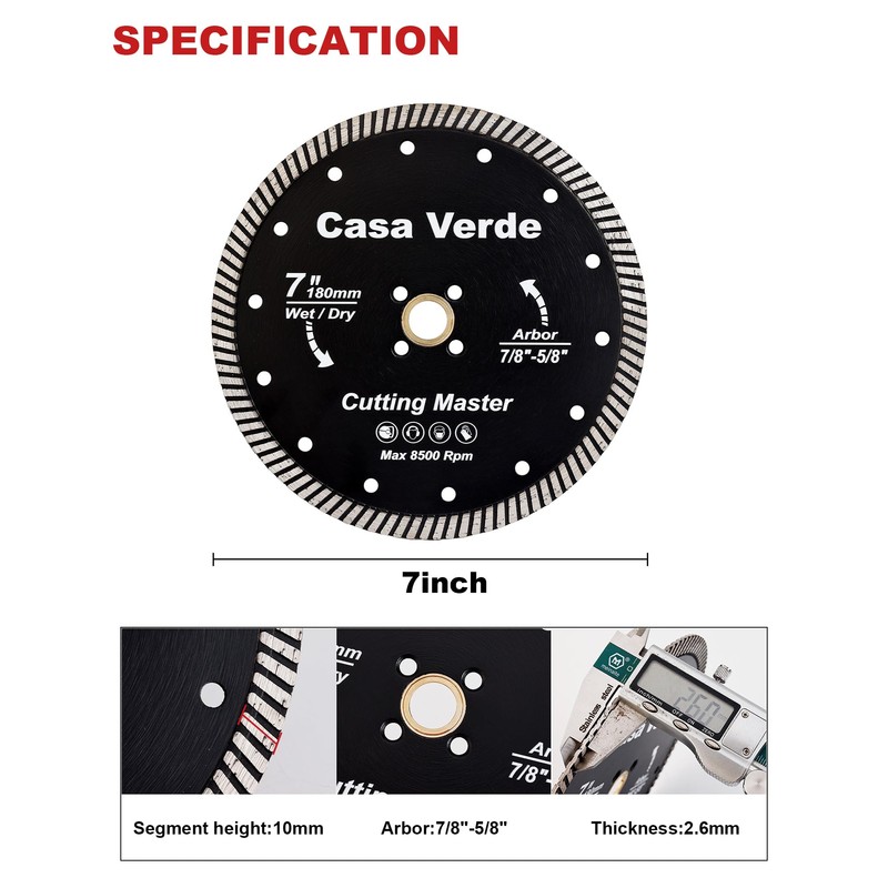 Casaverde 7 Inch Granite Cutting Blade Dry Cutting for Granite