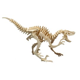 Pebaro 856/1 Holzbausatz Velociraptor, Dinosaurier 3D Puzzle, Basteln mit Holz, Holzpuzzle, Bastelset, vorgestanzte Holzplatte, inkl. Schmirgelpapier, ausbrechen, zusammenstecken, fertig, Geschenkidee