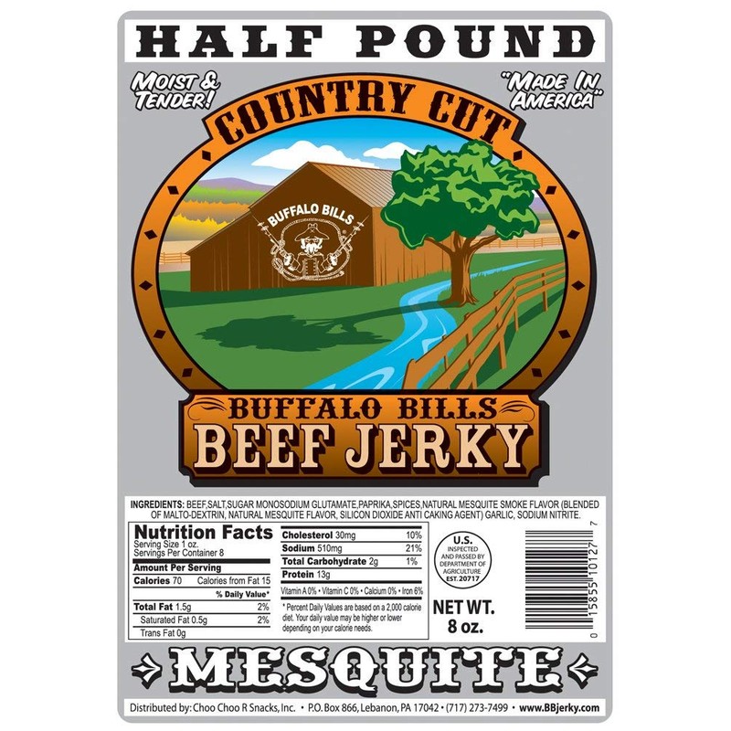 Buffalo Bills 8oz Mesquite Country Cut Beef Jerky Pack (moist