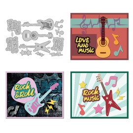 DELORIGIN Guitar Cutting Dies Rock Music Words Dies Cut Metal Die Cuts Embossing Stencils Template Dies for Card Making Decoration DIY Scrapbooking Photo Album Arts Paper Crafts Greeting Card Supplies
