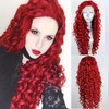 RONGDUOYI Red Long Deep Curly Wig Synthetic Lace Front Wig