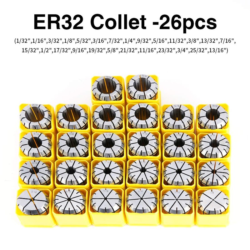 SILIVN 26PCS ER32 Spring Collet Set for CNC Engraving Machine