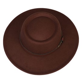 JK Home Vintage Wide Brim Fedora Floppy Sun Hat - Wool Felt Beach Princess Cloche Derby Bowler Church Party Bucket Hats Coffee