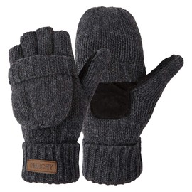 Winter Knitted Fingerless Wool Gloves Thermal Insulation Warm Convertible Mittens Flap Cover for Men Women