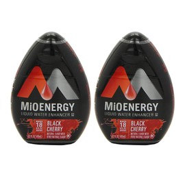 MiO Energy Liquid Water Enhancer - makes 24 servings + Vitamins, 1.62 oz each, (Black Cherry, Pack of 2)