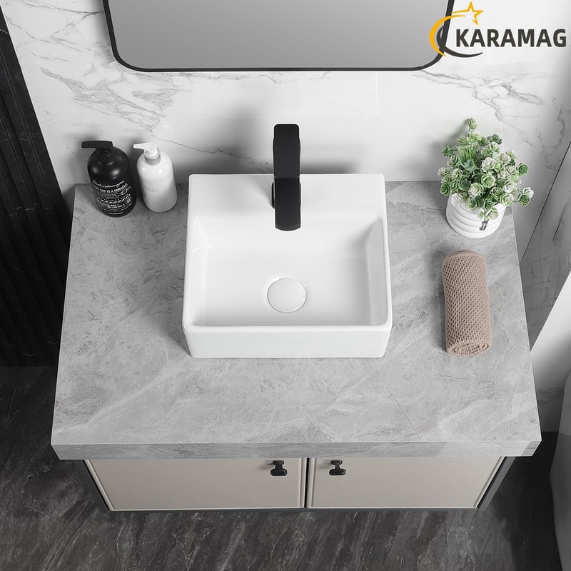 KARAMAG Small Vessel Sink 13"x11" Wall Mount Bathroom Sink Rectangular