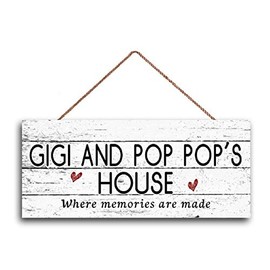 New Sign Gigi and POP Pop's House Sign, Where Memories are Made, Distressed Style, Gift for Grandparents, 6" x 12" Sign