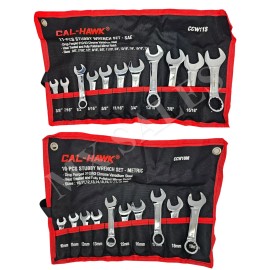 CALHAWK 21 pc  Stubby Combination Wrench SET CR-V 12 POINT METRIC & SAE