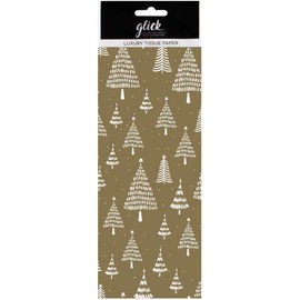 Christmas Trees Gold Printed Tissue Paper x 4 Sheets 50 x 70 cm