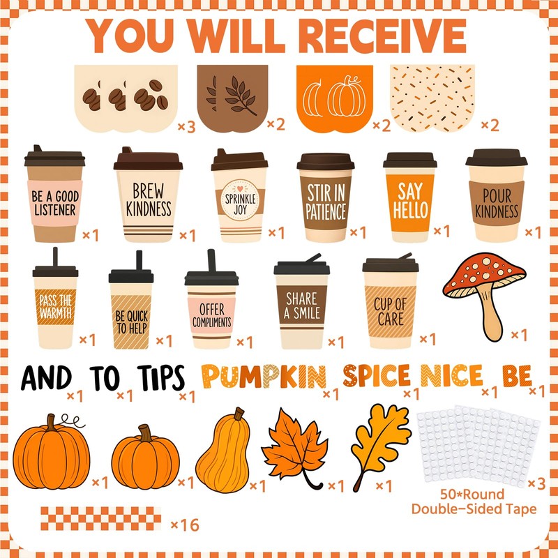 50Pcs Fall Bulletin Board Decorations, Autumn Classroom Decor