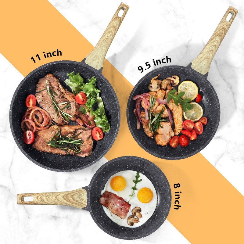 GiPP Nonstick Frying Pan Skillet - 11" Grey Granite Non