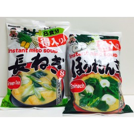 Shinsyu-ichi Instant Miso Soup Assorted 2 Flavors – Spinach (5.76 oz) and Green Onion (6.21 oz)