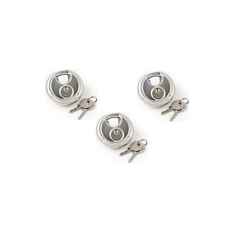 iapyx 3-Piece Set Discus Lock 70mm Diameter Padlock Lock Safety