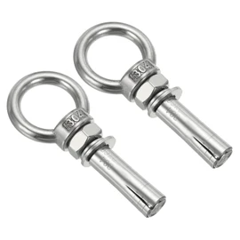 PATIKIL Expansion Eye Bolt M10x60mm, 2 Pack 304 Stainless Steel Shoulder Anchors Eyebolt Screw with Eye Ring for Concrete Brick Walls Canopy Engineering Rigging Silver