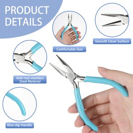 2 Pack Needle Nose Pliers for Jewelry Making, 4.5 Inch Small Needle Nose Pliers Jewelry Chain Nose Pliers Craft Pliers for Wire Bending, Repair, Object Grasping (Blue)