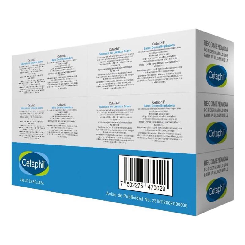 Jabon Corporal En Barra Cetaphil 6 Piezas De 127g C/u
