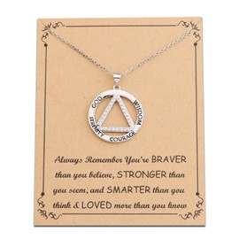 BNQL AA Symbol Necklace AA Recovery Gifts Alcoholics Anonymous Jewelry Serenity Prayer Gifts AA Inspirational Gifts, Large, Copper, copper