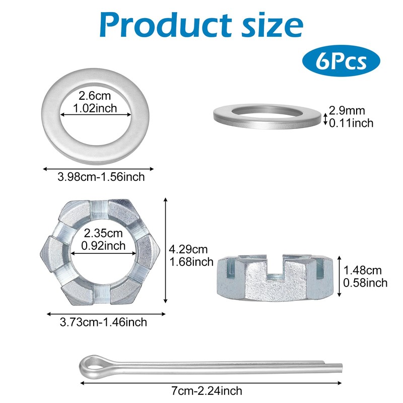 2 Set Trailer Axle Nut Kit Castle Nut Kit for