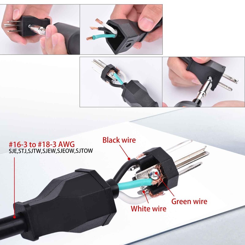 STARELO 10PCS Electrical Replacement Plug NEMA 5-15P Extension Cord Ends