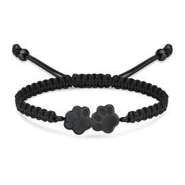zeqingjw Pet Urn Bracelet for Dogs Ashes - Adjustable Double Paw Print Cremation Bracelet for Dog/Cat Ashes - Braided Rope Memorial Urn Bangle Jewelry