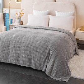 GLS Home Luxury Throw Blanket Double Size Waffle Honey Comb Throw Blanket Super Soft Lightweight Warm Cosy Fleece Throws for Couch Bedspread Travel Sofa Throw Blanket (Grey, Double - 150x200cm)