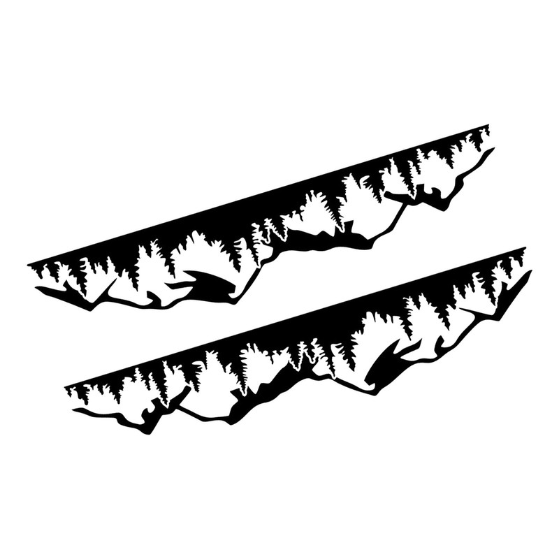 2PCS Car Decal Mountain Tree Forest Pattern Car Side Body