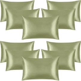 Imperial Rooms Satin Pillowcase 10 Pack – Satin Silk Pillowcases for Hair and Skin, Gifts for Women – Mint Pillow cases with Envelope Closure (50x75 cm)