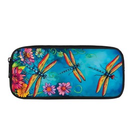 FOR U DESIGNS Aesthetic Dragonfly Print Small Pencil Case Organizer Zipper Pouch for Girls Kids School Stationery Storage