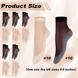 Pack of 20 Women's Nylon Stockings, Nylon Socks and Stockings - Reinforced Toe and Leg Supports - Ideal for Any Occasion