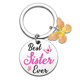 XzmaaoX Best Sister Ever Gifts Best Friendship Keychain for Women Sister Birthday Gifts for Sisters Girls Friend Butterfly Charms Keychain BFF Jewelry Gift Christmas Birthday Idea