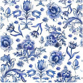 20-ct 6.5 Blue Floral Napkins for Decoupage Blue and White Napkins Chinoiserie Napkins Decorative Napkins for Decoupage Pretty Flower Napkins Floral Paper Napkins Blue for Father's Day Artists