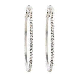 Clip On Earrings - Silver Plated Hoops With Clear Crystals - Karina S