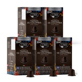ESPRESSO ITALIA 100 Aluminum Capsules Compatible with Nespresso Original Lines Machines - TIERRAS DE COLOMBIA BLEND, Italian Espresso Coffee Pods