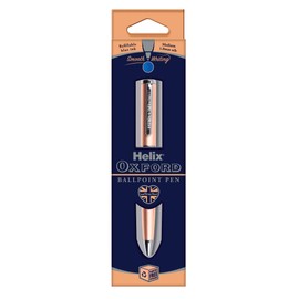 Helix Oxford Premium Rose Gold Ballpoint Pen (Blue Ink) - Plastic Free Packaging, 209818