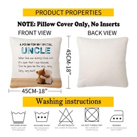 HKTNGEX to My Uncle Throw Pillow Cover Gift,Elegant Poetry Cute Bear Cushion Cover Sweet Gift for Men Uncle Birthday Christmas Father's Day Party Pillowcase Home Decor Decoration (Uncle)