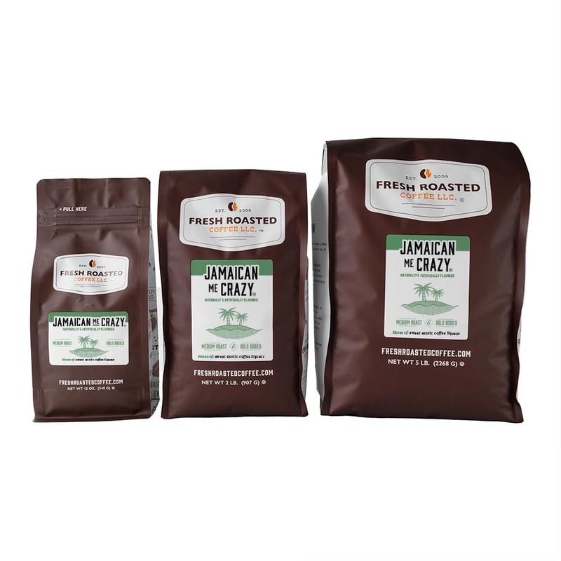 Fresh Roasted Coffee, Jamaican Me Crazy Flavored Coffee, 2 lb