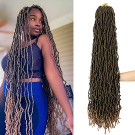 Umylar Soft Locs 36 Inch Faux Locs Crochet Hair 4 Packs Pre-Looped Soft Locs Crochet Hair For Women Super Long Soft Locs Goddess Curly Synthetic Hair Extensions(36 Inch, 1B/27)