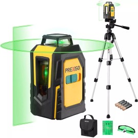 Prexiso 360° Laser Level with Tripod, 100Ft Self Leveling Cross Line Laser w/Carry Bag
