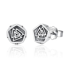 StoryEtain Viking Stud Earrings for Mens/Women 925 Sterling Silver Hypoallergenic Viking Stud Earrings Jewelry Gift, Sterling Silver, No Gemstone