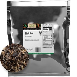 Frontier Co-op Organic Black Beans Flakes 1lb - For Black Bean Burger Patties, Dry Bean Soup Mix, Black Bean Dip and More