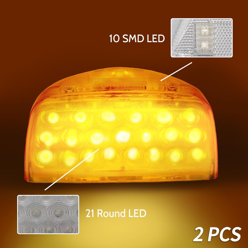 2Pcs Turn Signal Fit for Peterbilt,31 LED Triangle Amber Peterbilt