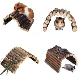 Qcwwy Wooden Hamster Bridge Small Animal Bendy Bridge Ladder Bridge Small Animal Wooden Cage for Guinea Pigs Ferrets