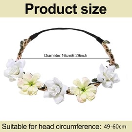 vesaneae 6 Pcs Flower Wreath Headbands, Colorful Flower Crown Hairbands for Women Girls Bride Bridesmaids, Adjustable Floral Wreath Headpiece with Elastic Ribbon for Wedding, Bachelorette Party Beach Festival Birthday Holiday Photography