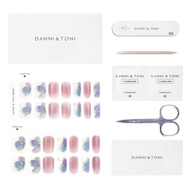 DANNI & TONI French Tip Gel Nail Strips Semi Cured Pretty Gel Nail Stickers White Tips 28 Wraps