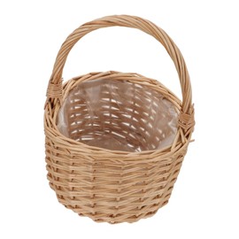 Kisangel 1pc Light Yellow Rattan Woven Tote Basket Creative Flower Holder Portable Storage for Fruits Eggs and Home Decor Elegant Multi-Functional Container for Organizing Items