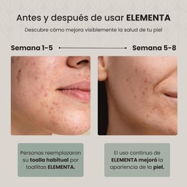 Elementa Toallas Faciales Secas Extra Grandes Desechables (Rostro Limpio y Sin Bacterias), Hipoalergénicas, 100% Biodegradables Toallitas Desmaquillantes, Skin Care 1 Paquete con 50 Toallitas.